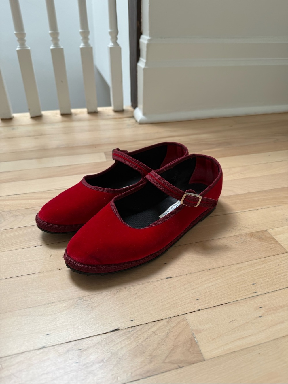 La Friulana Red Velvet Mary Jane Friulane Flats